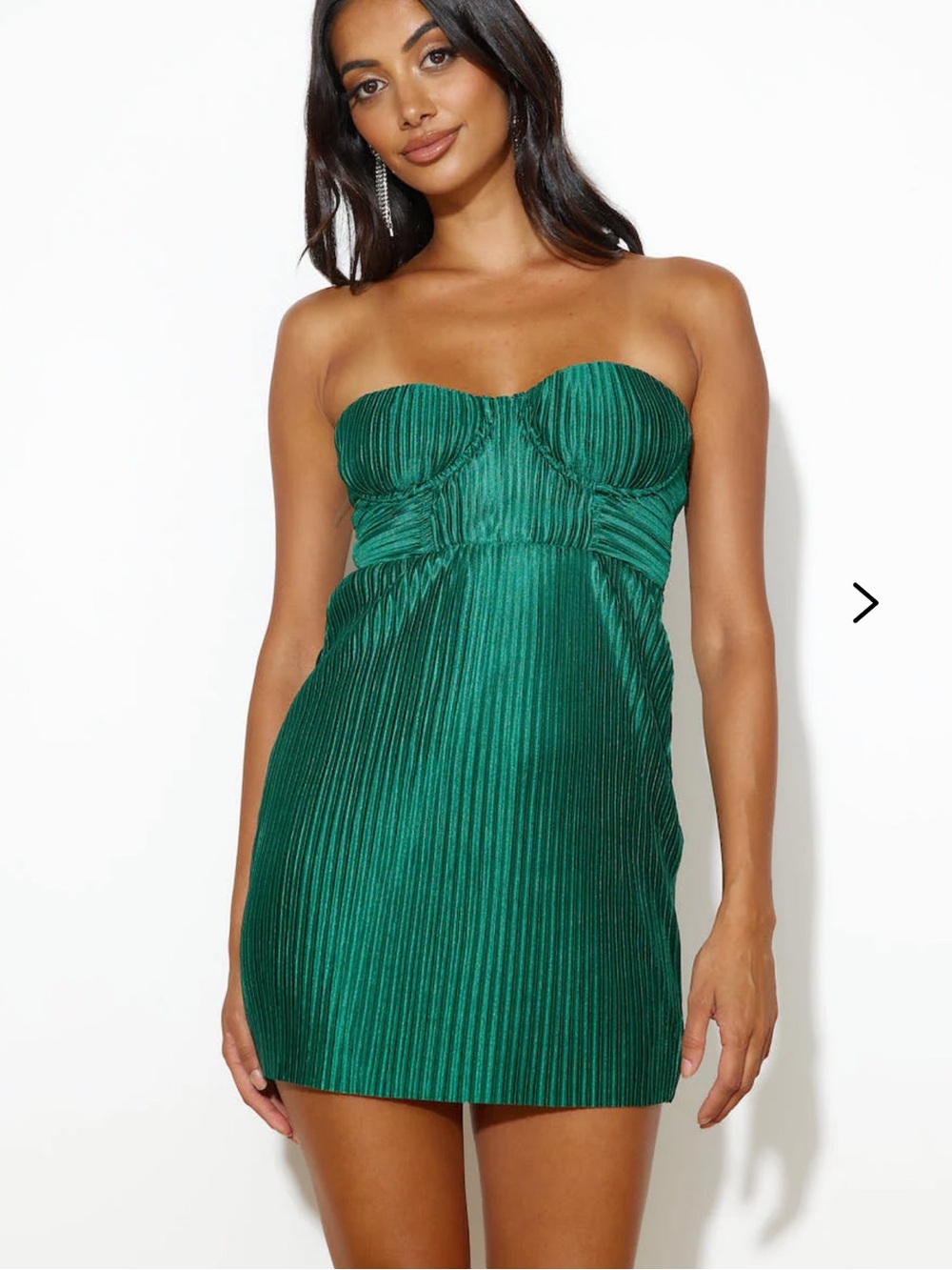 Hello Molly Plisse Lovers Mini Dress, size XS, Emerald Green